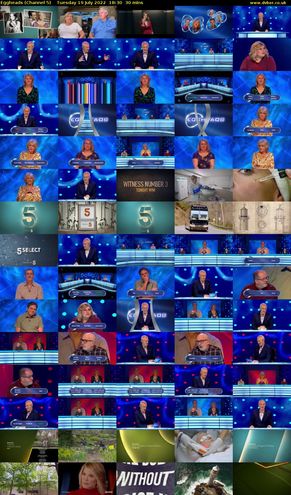 Eggheads (Channel 5) Tuesday 19 July 2022 18:30 - 19:00