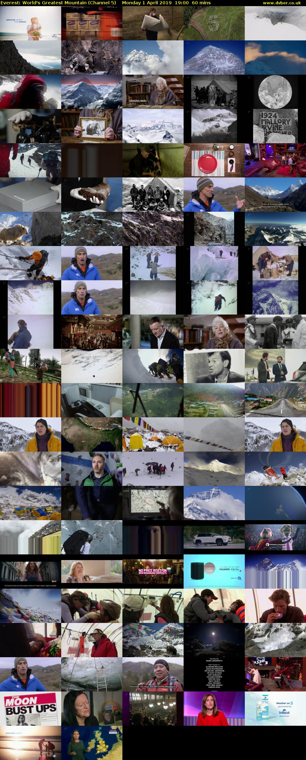 Everest: World's Greatest Mountain (Channel 5) Monday 1 April 2019 19:00 - 20:00