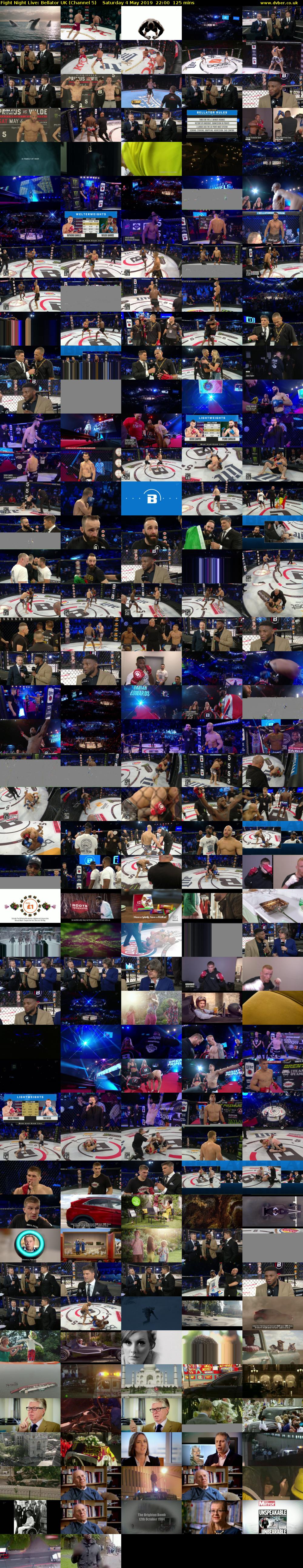 Fight Night Live: Bellator UK (Channel 5) Saturday 4 May 2019 22:00 - 00:05