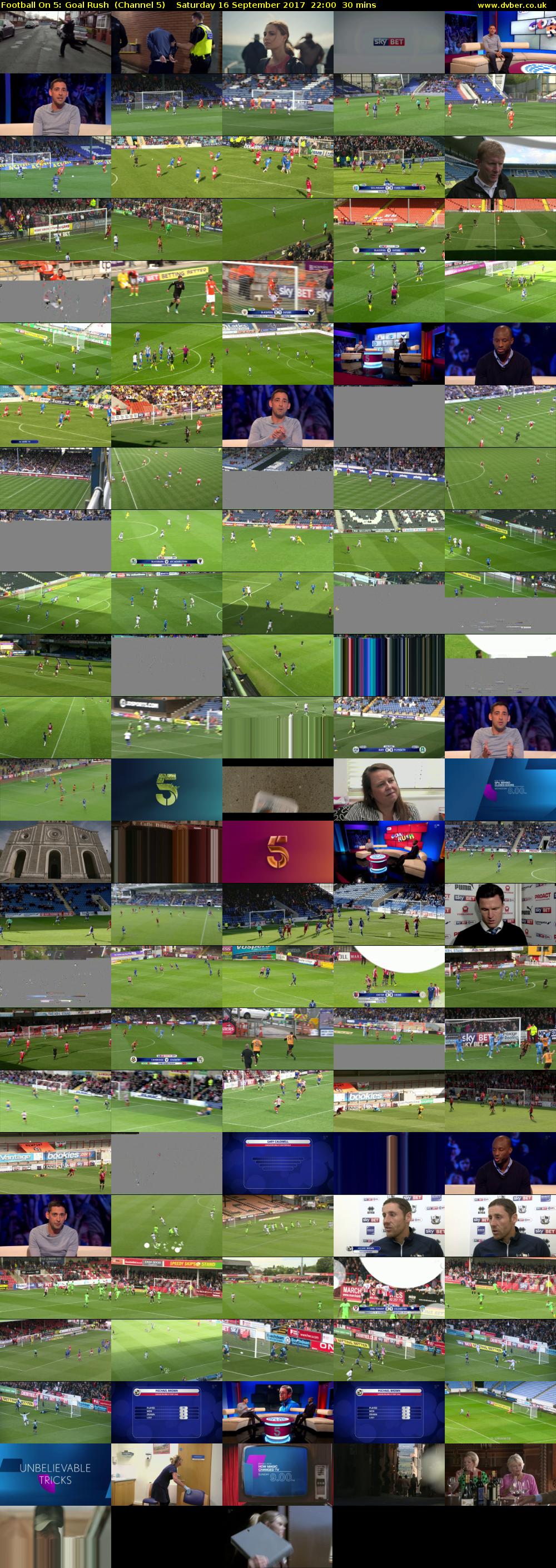 Football On 5: Goal Rush  (Channel 5) Saturday 16 September 2017 22:00 - 22:30
