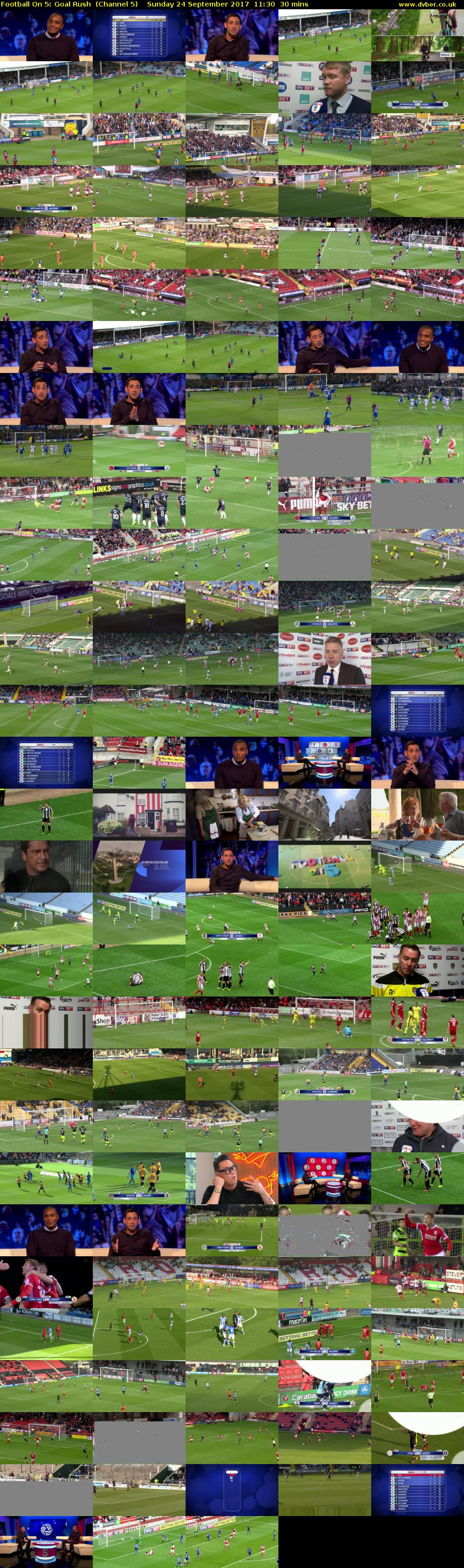 Football On 5: Goal Rush  (Channel 5) Sunday 24 September 2017 11:30 - 12:00