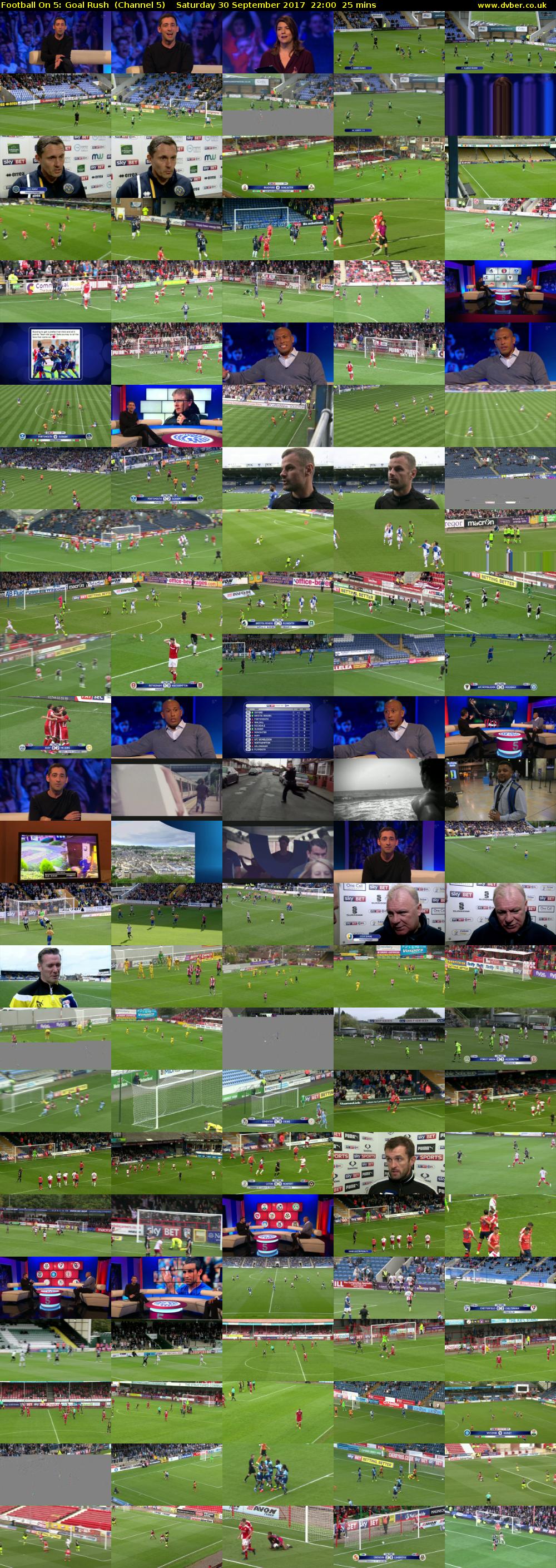 Football On 5: Goal Rush  (Channel 5) Saturday 30 September 2017 22:00 - 22:25