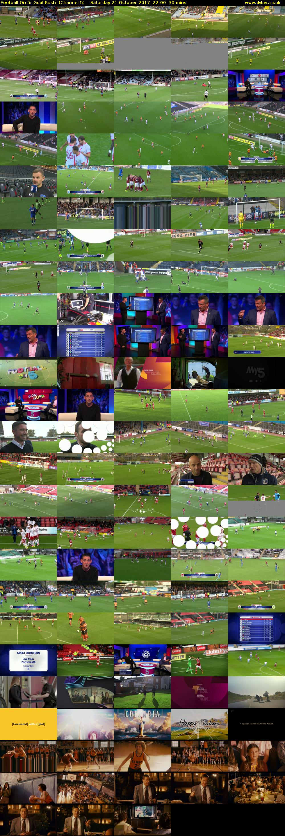 Football On 5: Goal Rush  (Channel 5) Saturday 21 October 2017 22:00 - 22:30