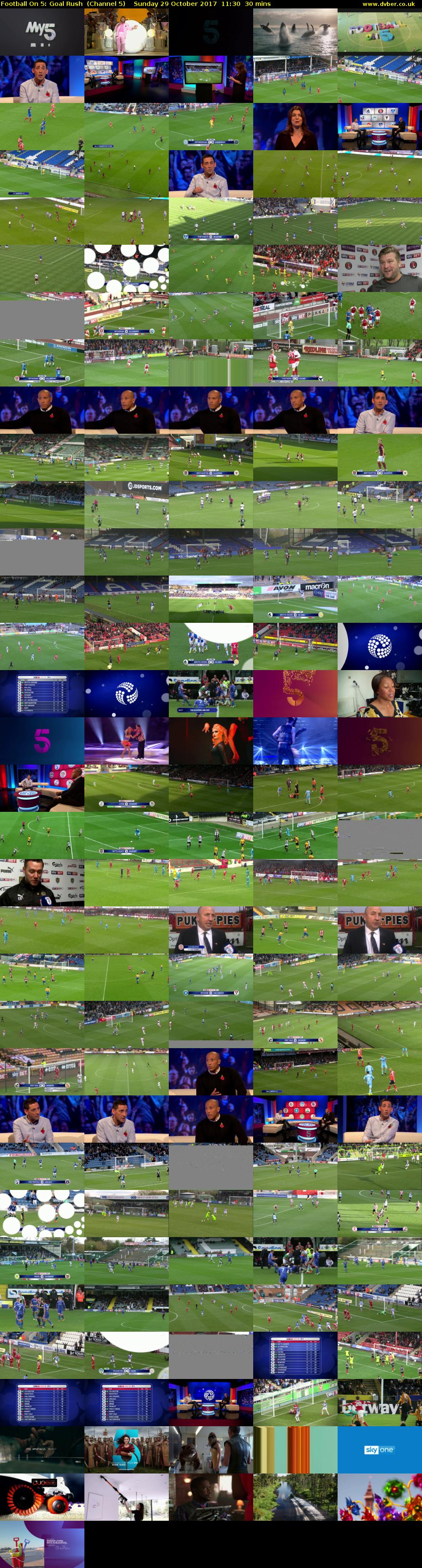 Football On 5: Goal Rush  (Channel 5) Sunday 29 October 2017 11:30 - 12:00