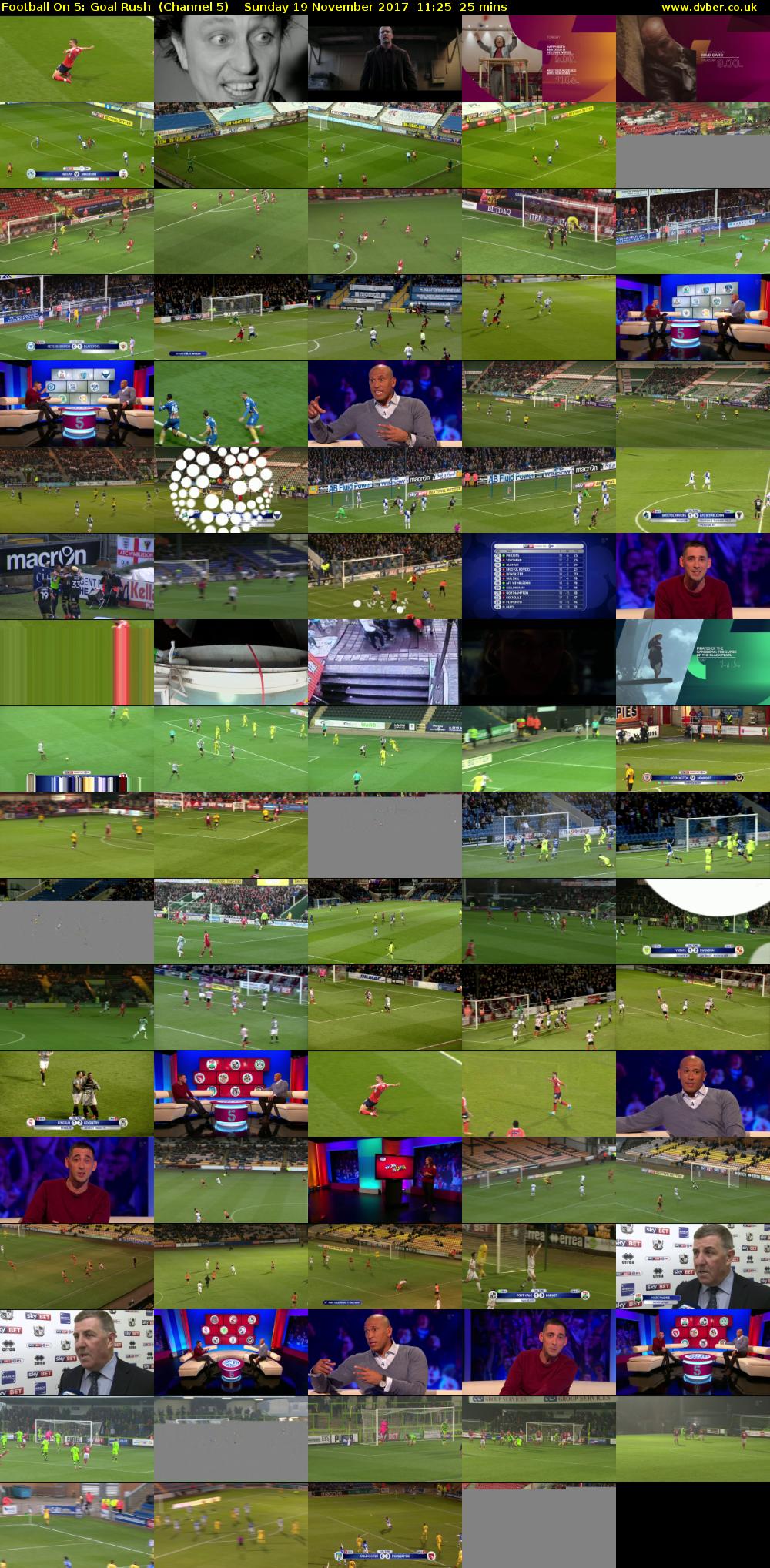 Football On 5: Goal Rush  (Channel 5) Sunday 19 November 2017 11:25 - 11:50