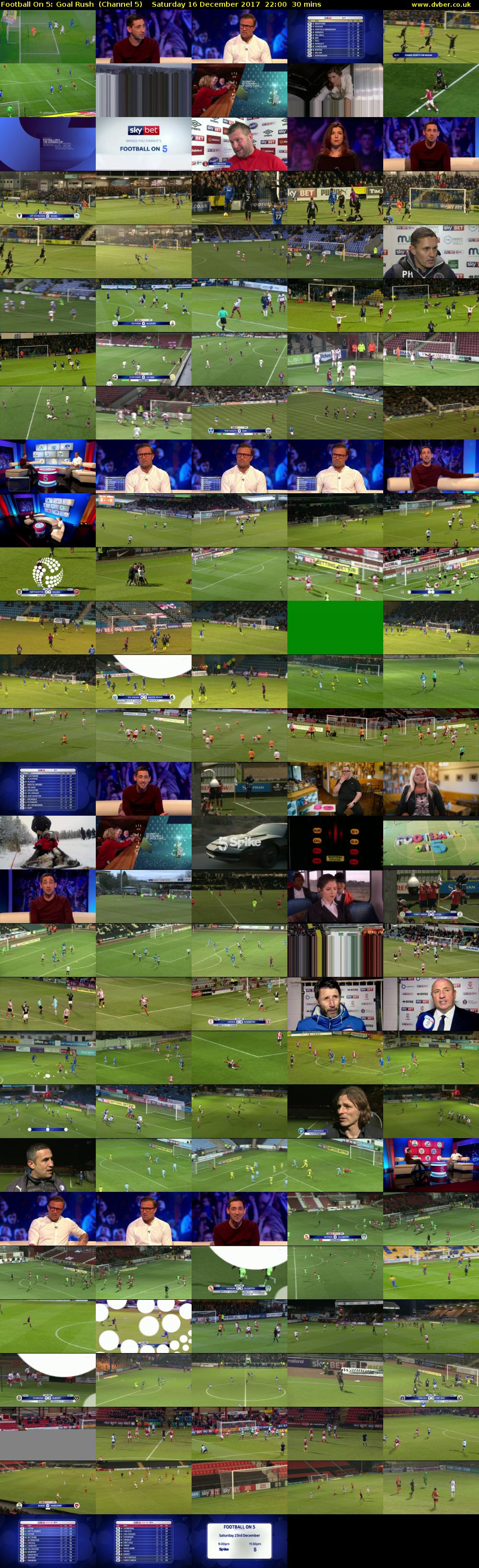 Football On 5: Goal Rush  (Channel 5) Saturday 16 December 2017 22:00 - 22:30