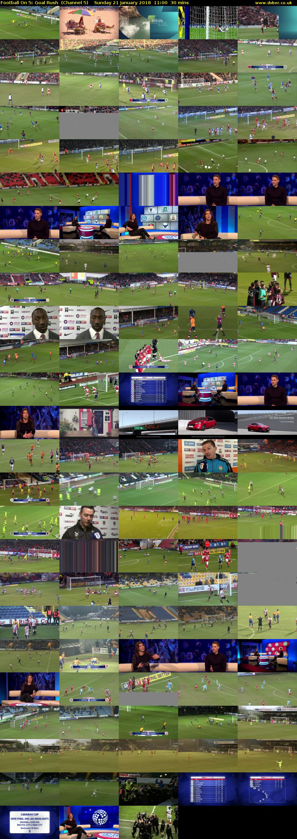 Football On 5: Goal Rush  (Channel 5) Sunday 21 January 2018 11:00 - 11:30