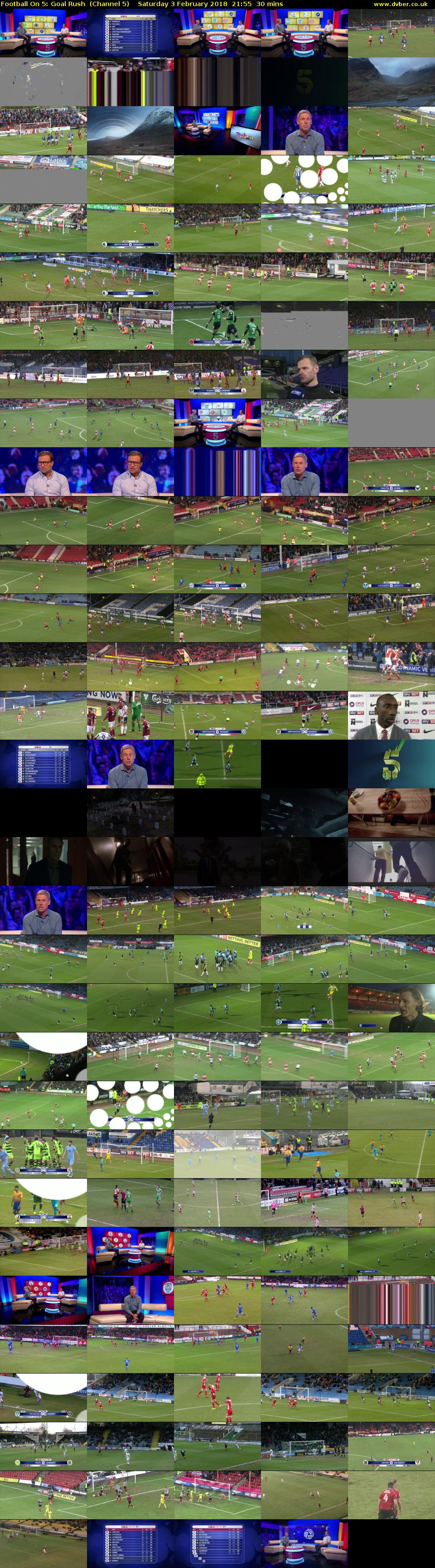 Football On 5: Goal Rush  (Channel 5) Saturday 3 February 2018 21:55 - 22:25