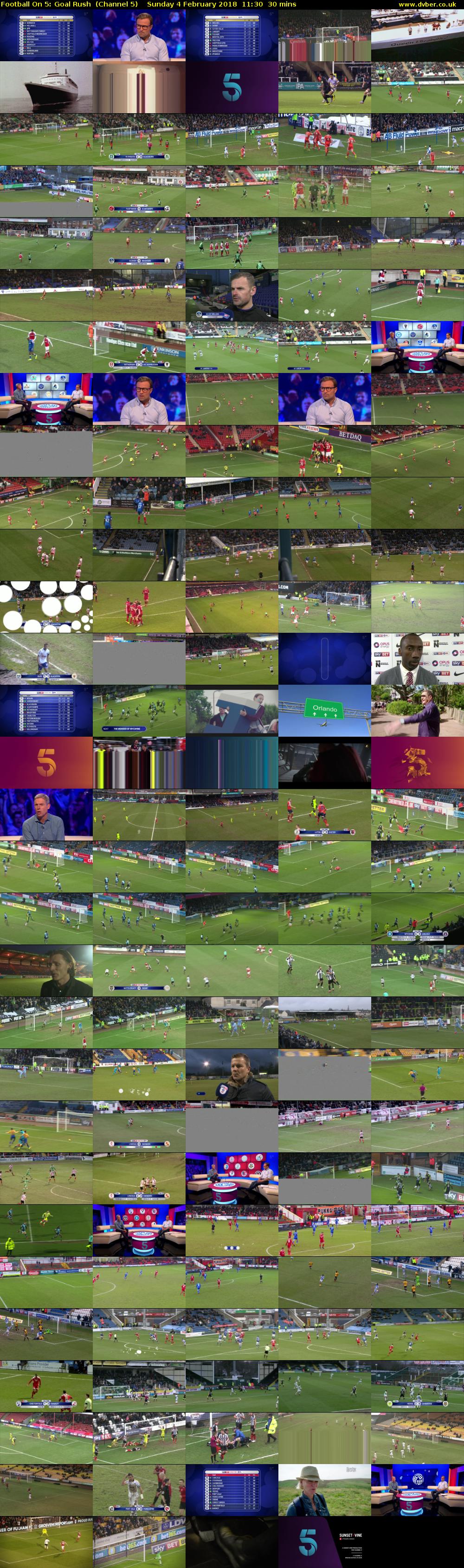 Football On 5: Goal Rush  (Channel 5) Sunday 4 February 2018 11:30 - 12:00