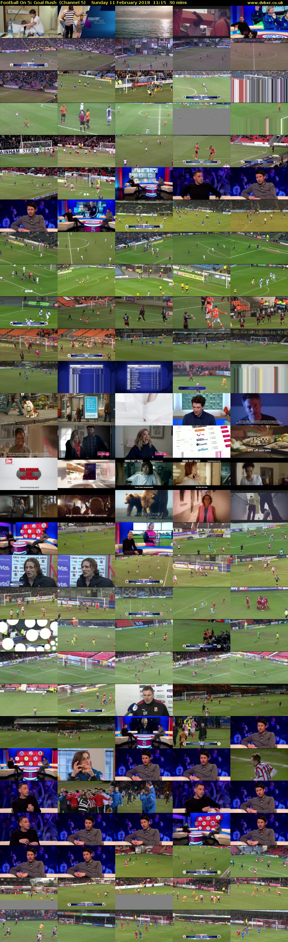 Football On 5: Goal Rush  (Channel 5) Sunday 11 February 2018 11:15 - 11:45