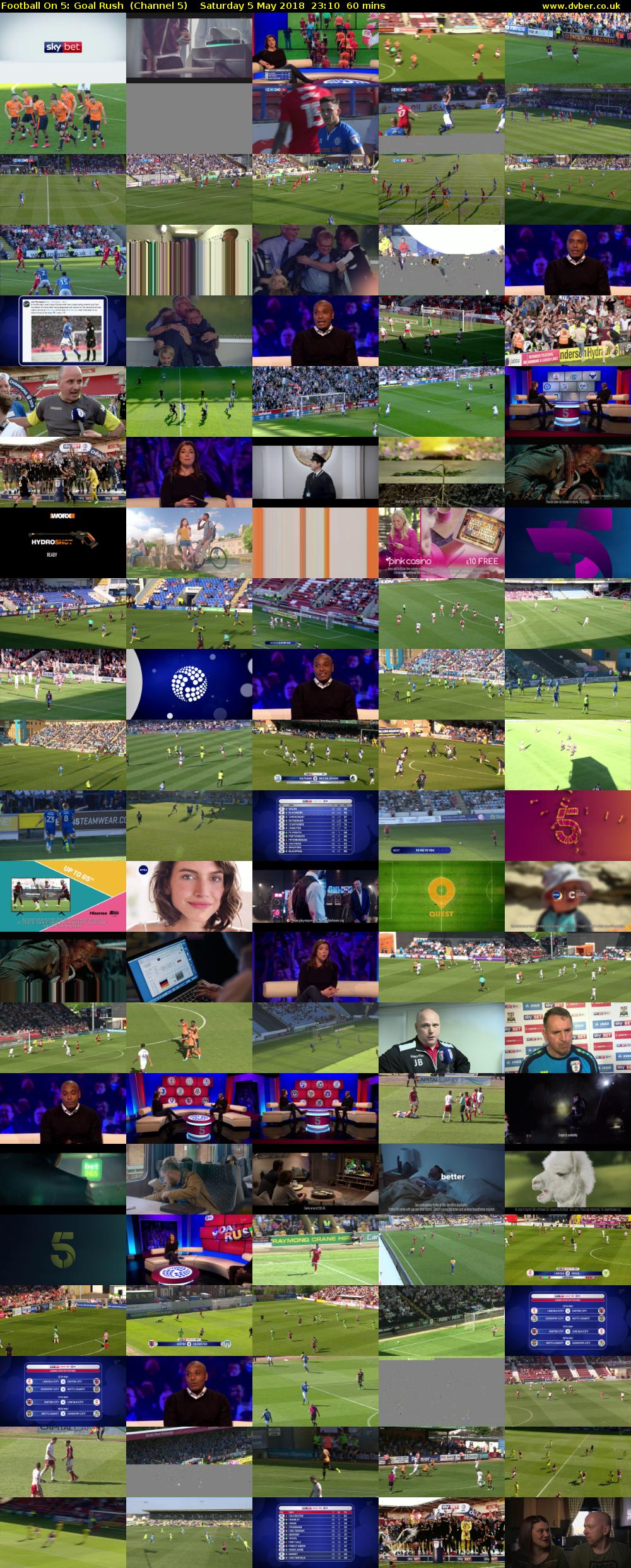 Football On 5: Goal Rush  (Channel 5) Saturday 5 May 2018 23:10 - 00:10