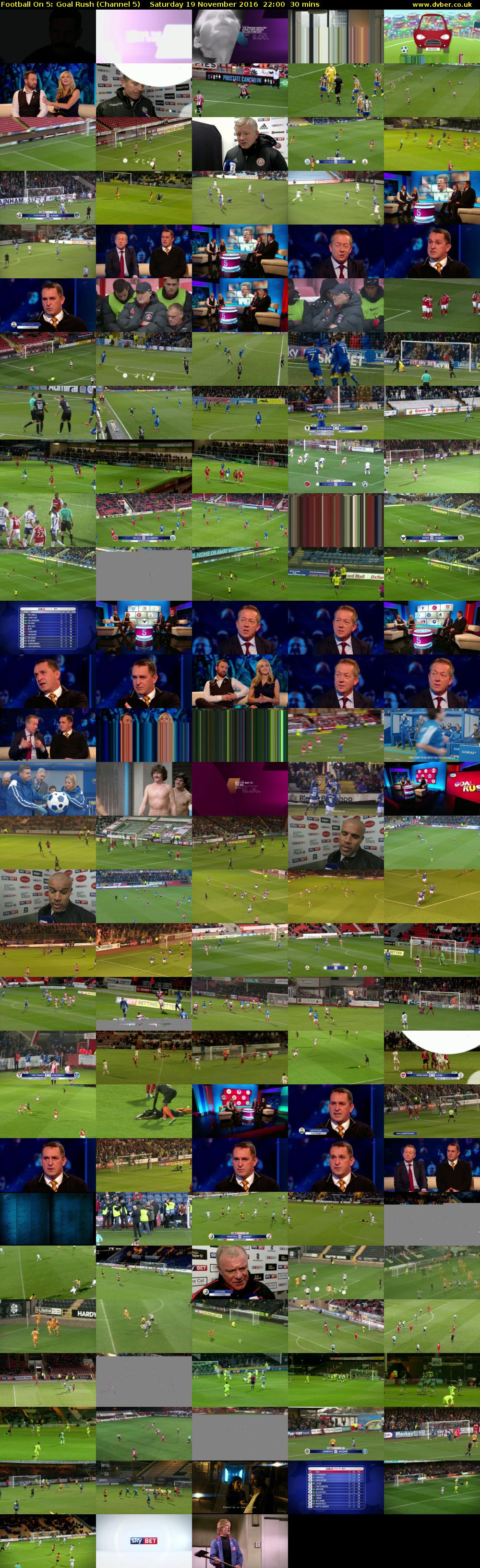Football On 5: Goal Rush (Channel 5) Saturday 19 November 2016 22:00 - 22:30