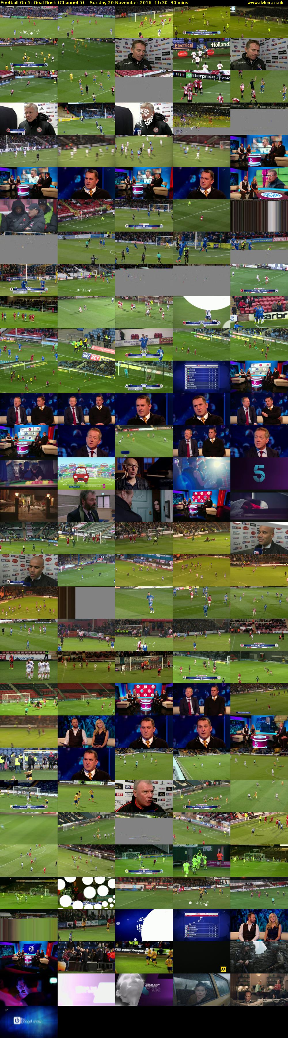 Football On 5: Goal Rush (Channel 5) Sunday 20 November 2016 11:30 - 12:00