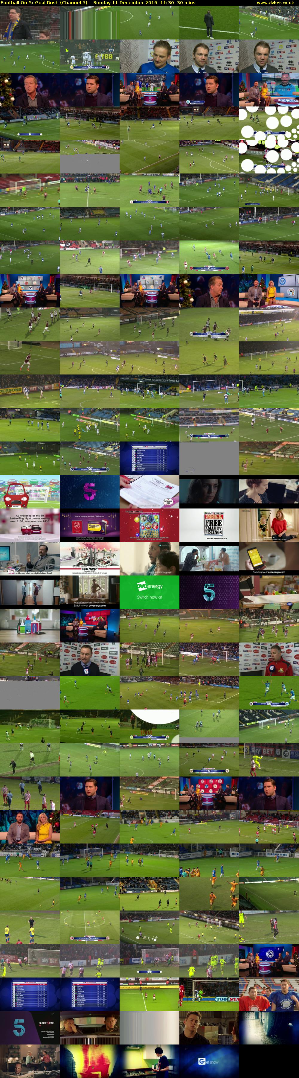 Football On 5: Goal Rush (Channel 5) Sunday 11 December 2016 11:30 - 12:00