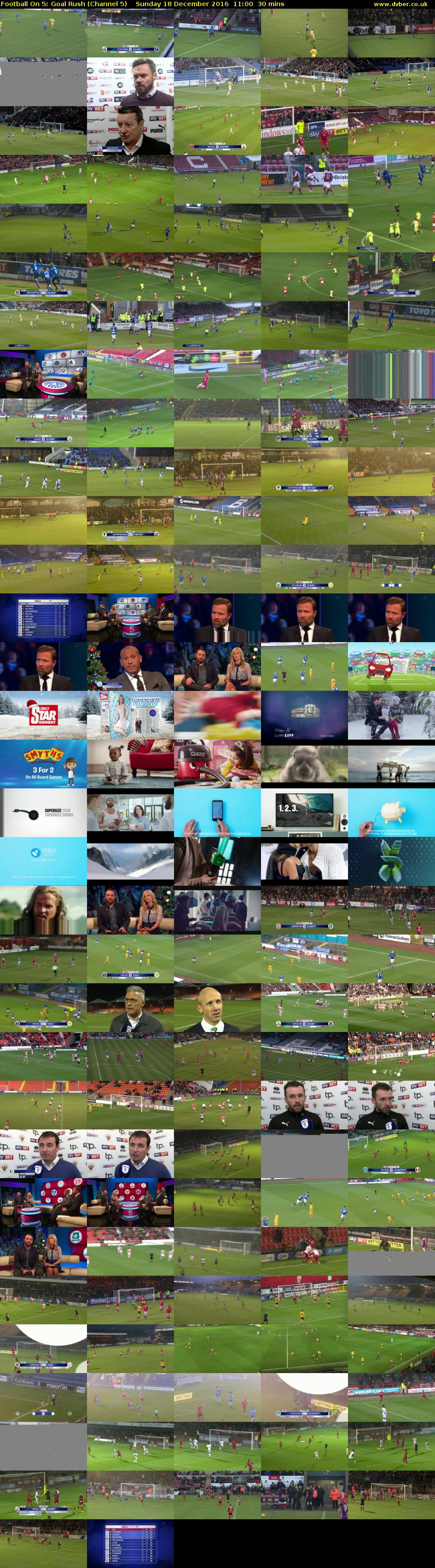Football On 5: Goal Rush (Channel 5) Sunday 18 December 2016 11:00 - 11:30