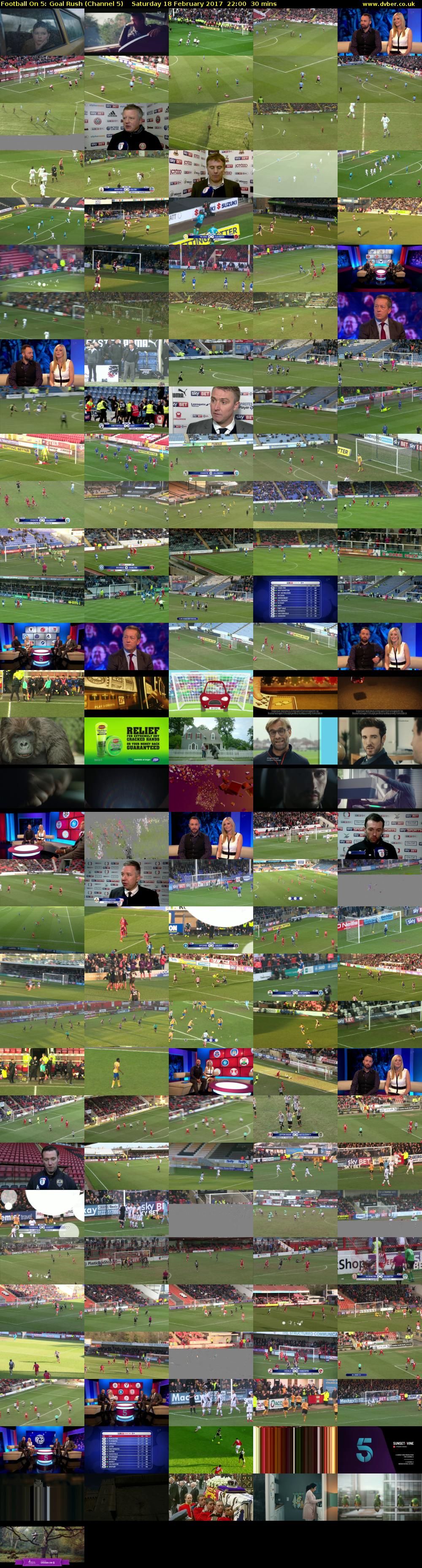 Football On 5: Goal Rush (Channel 5) Saturday 18 February 2017 22:00 - 22:30