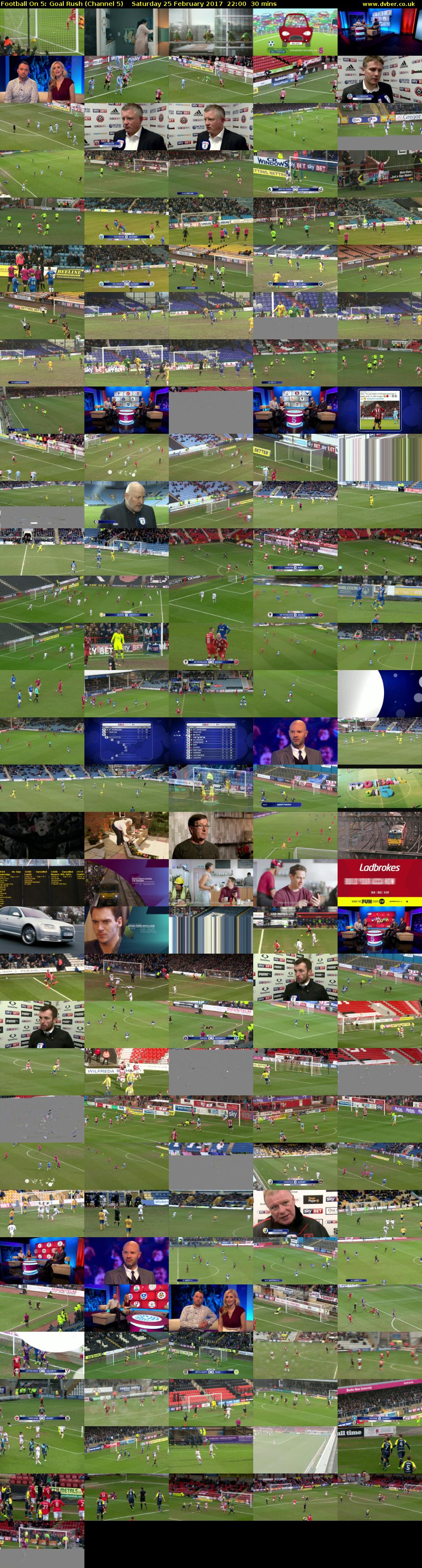 Football On 5: Goal Rush (Channel 5) Saturday 25 February 2017 22:00 - 22:30