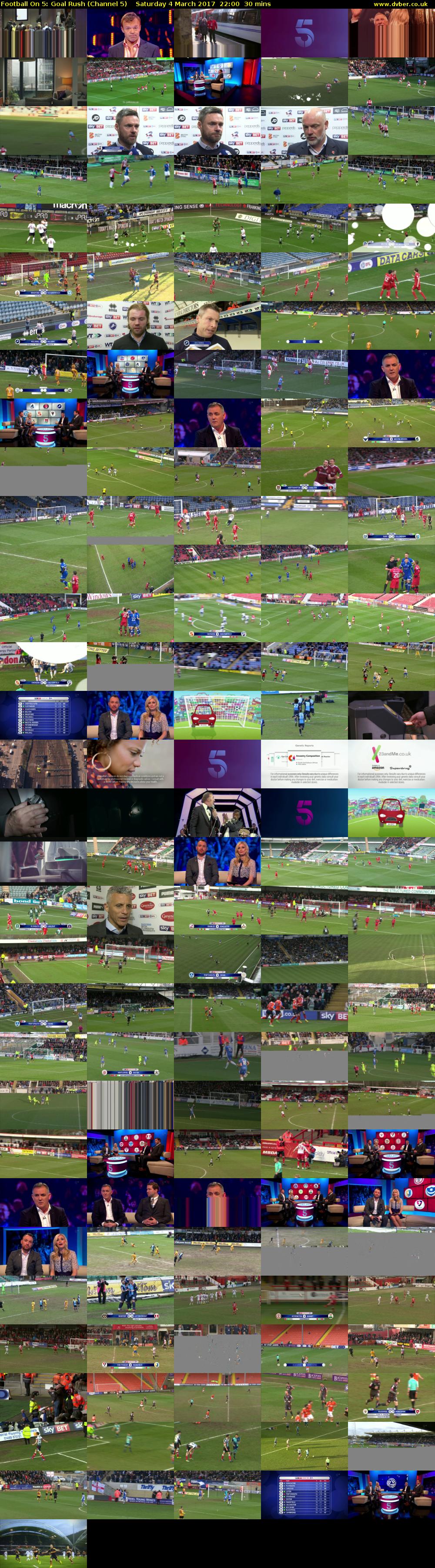 Football On 5: Goal Rush (Channel 5) Saturday 4 March 2017 22:00 - 22:30