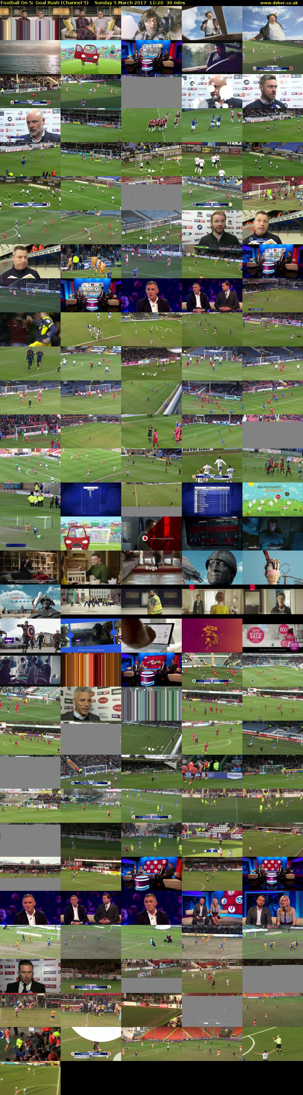 Football On 5: Goal Rush (Channel 5) Sunday 5 March 2017 11:20 - 11:50