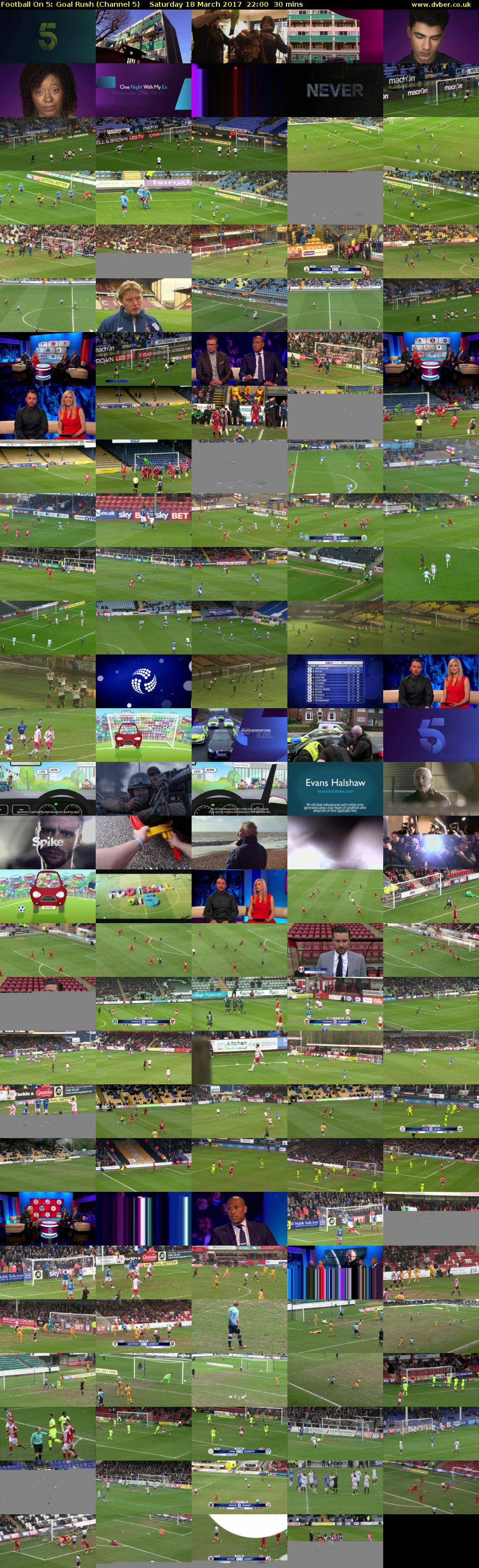 Football On 5: Goal Rush (Channel 5) Saturday 18 March 2017 22:00 - 22:30