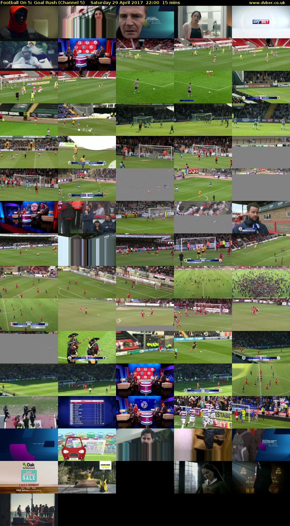 Football On 5: Goal Rush (Channel 5) Saturday 29 April 2017 22:00 - 22:15