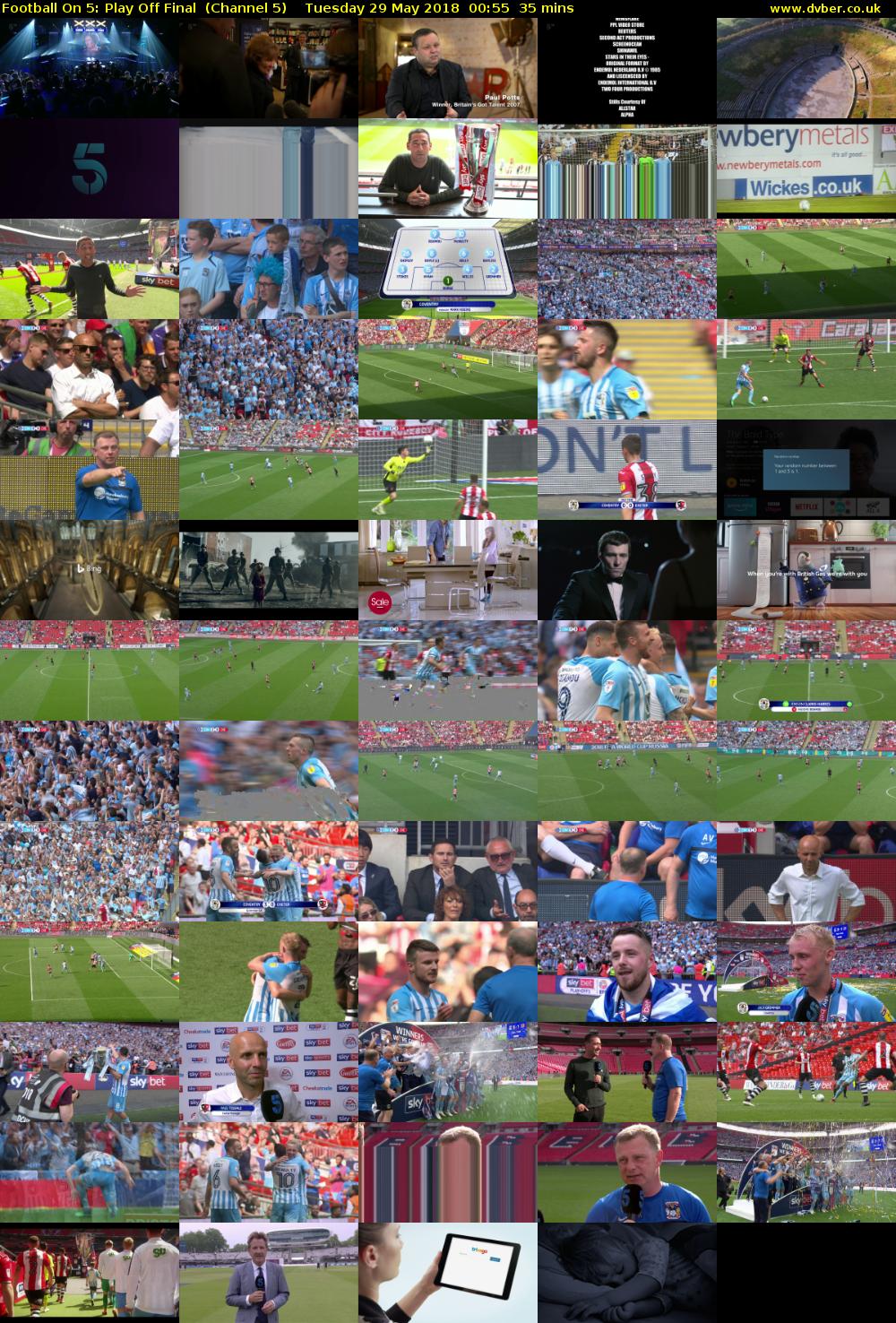 Football On 5: Play Off Final  (Channel 5) Tuesday 29 May 2018 00:55 - 01:30