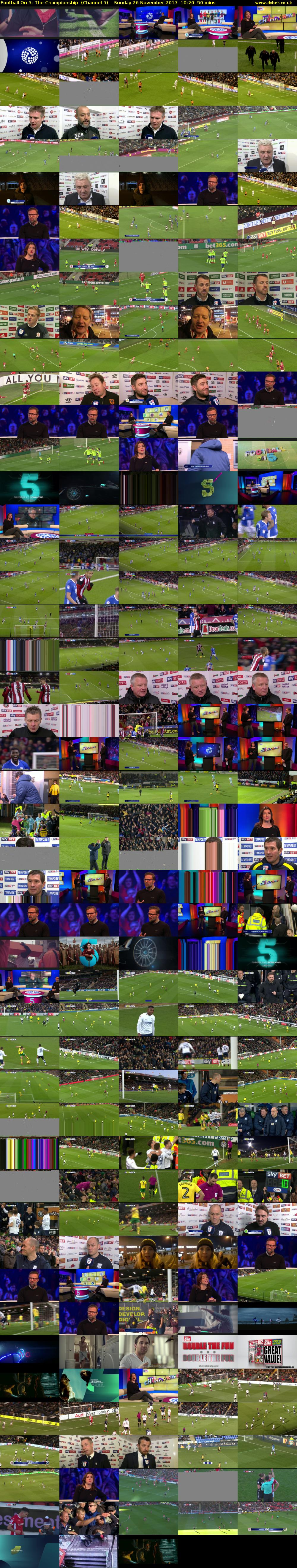 Football On 5: The Championship  (Channel 5) Sunday 26 November 2017 10:20 - 11:10