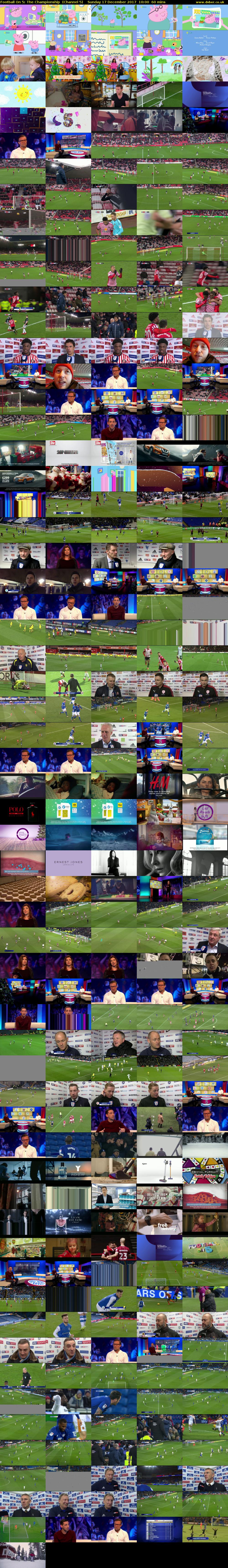 Football On 5: The Championship  (Channel 5) Sunday 17 December 2017 10:00 - 11:00