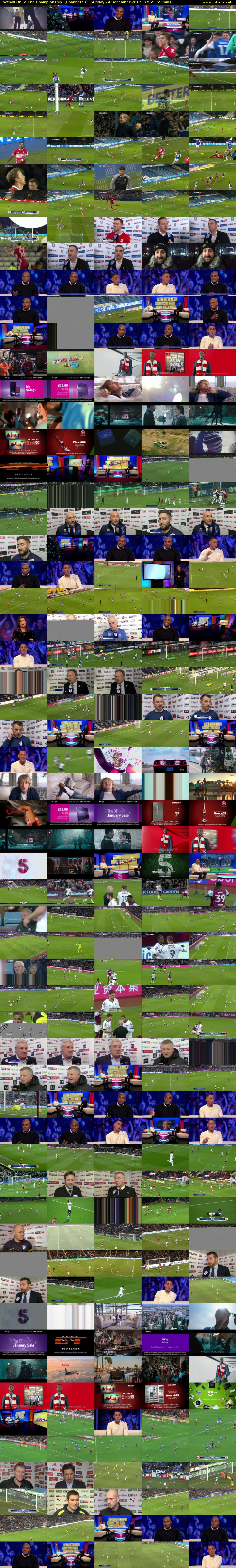 Football On 5: The Championship  (Channel 5) Sunday 24 December 2017 07:55 - 08:50