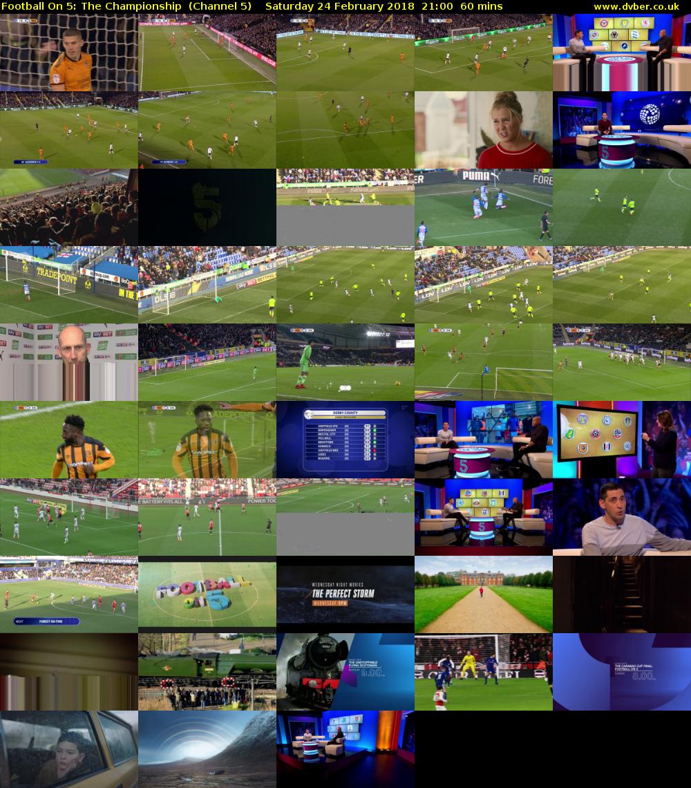 Football On 5: The Championship  (Channel 5) Saturday 24 February 2018 21:00 - 22:00