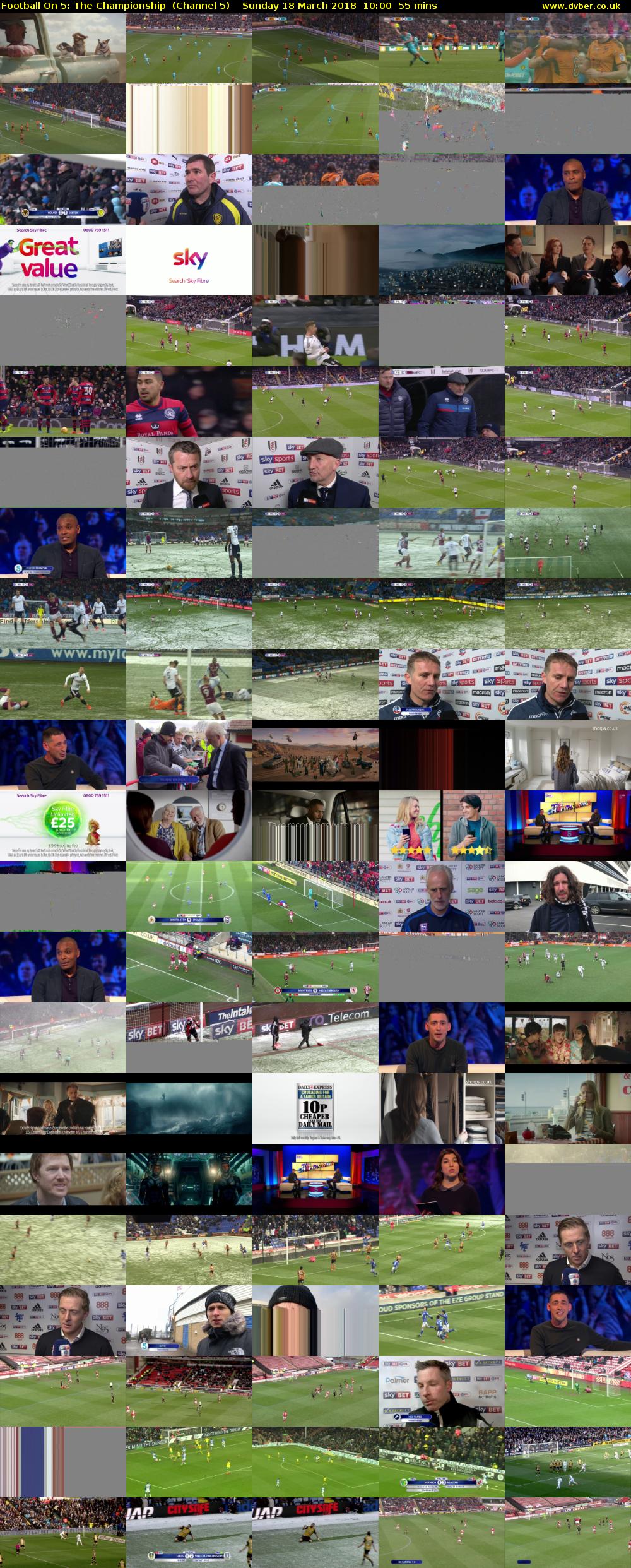 Football On 5: The Championship  (Channel 5) Sunday 18 March 2018 10:00 - 10:55