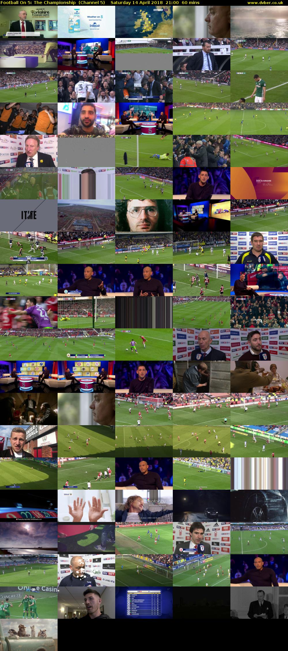Football On 5: The Championship  (Channel 5) Saturday 14 April 2018 21:00 - 22:00