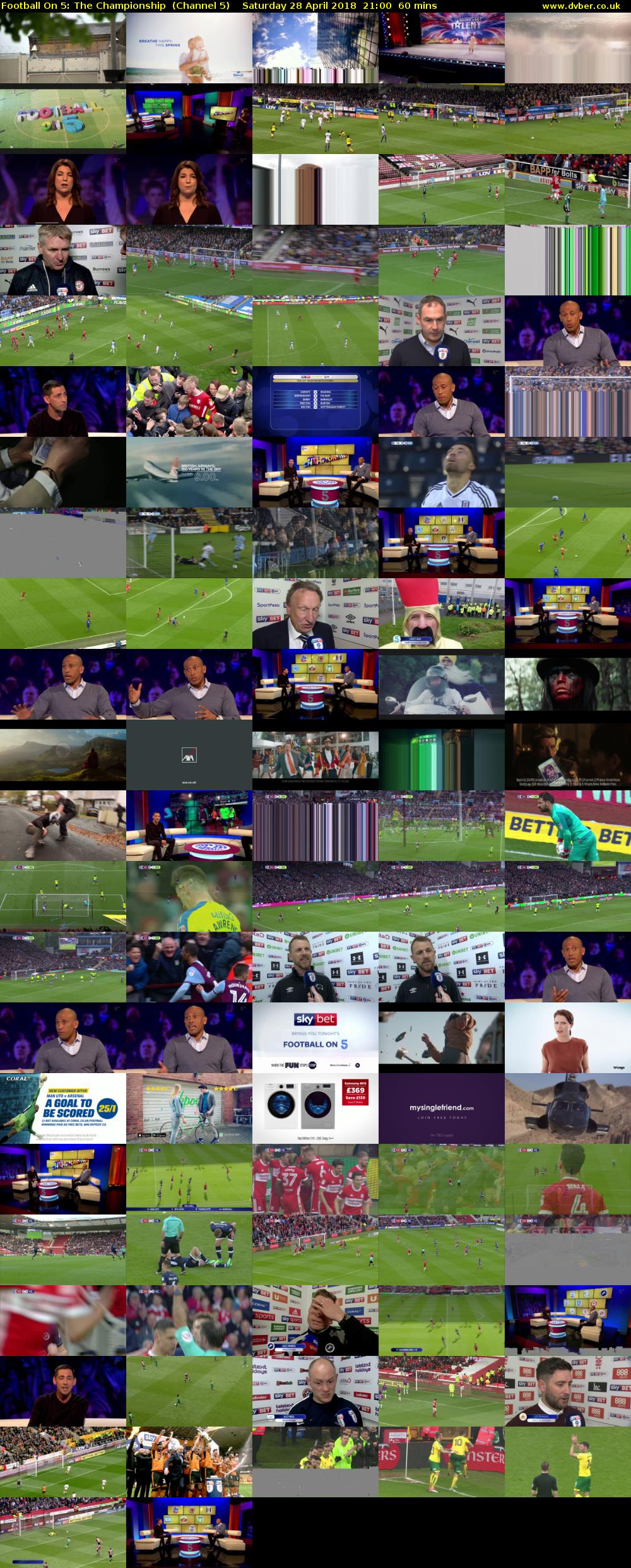 Football On 5: The Championship  (Channel 5) Saturday 28 April 2018 21:00 - 22:00