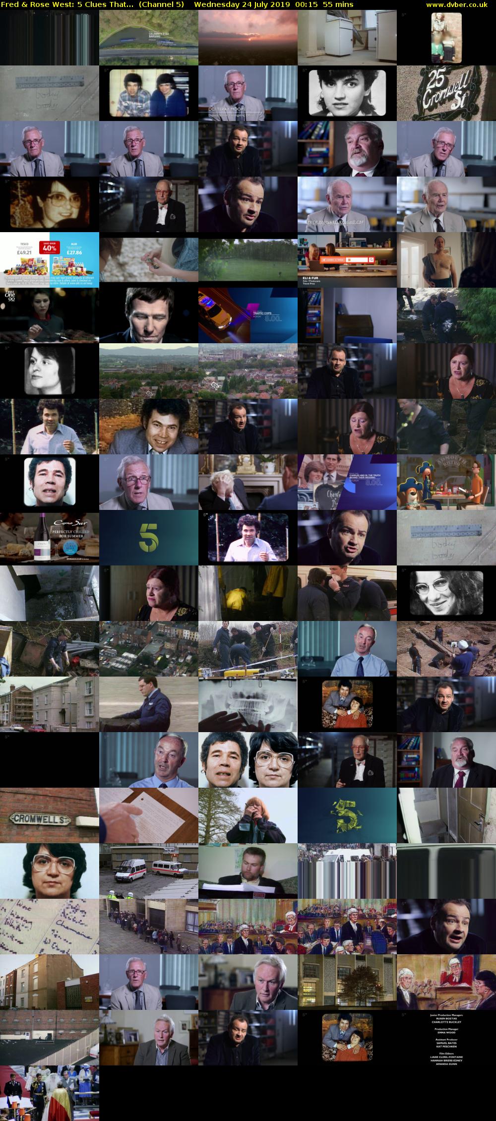 Fred & Rose West: 5 Clues That...  (Channel 5) Wednesday 24 July 2019 00:15 - 01:10