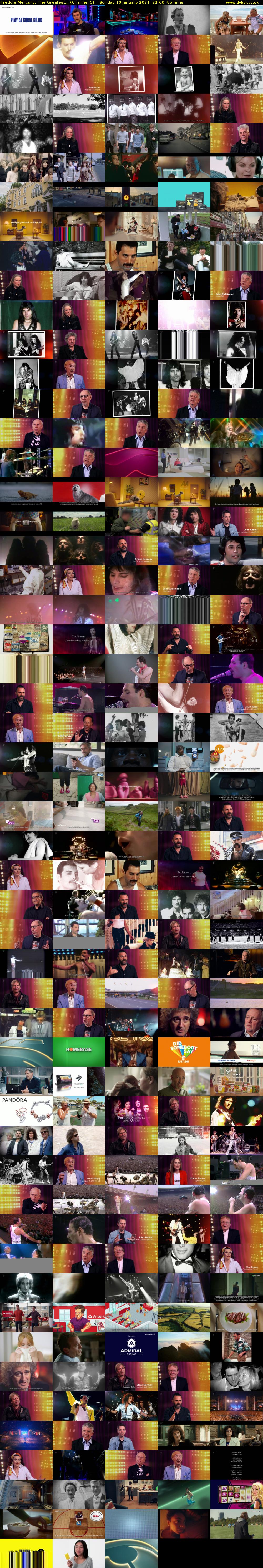 Freddie Mercury: The Greatest... (Channel 5) Sunday 10 January 2021 22:00 - 23:35