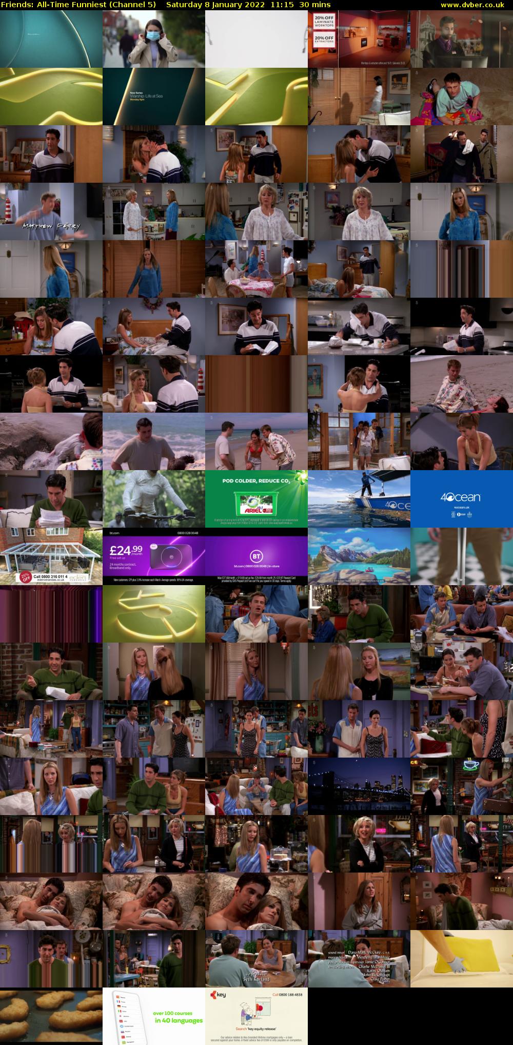 Friends: All-Time Funniest (Channel 5) Saturday 8 January 2022 11:15 - 11:45