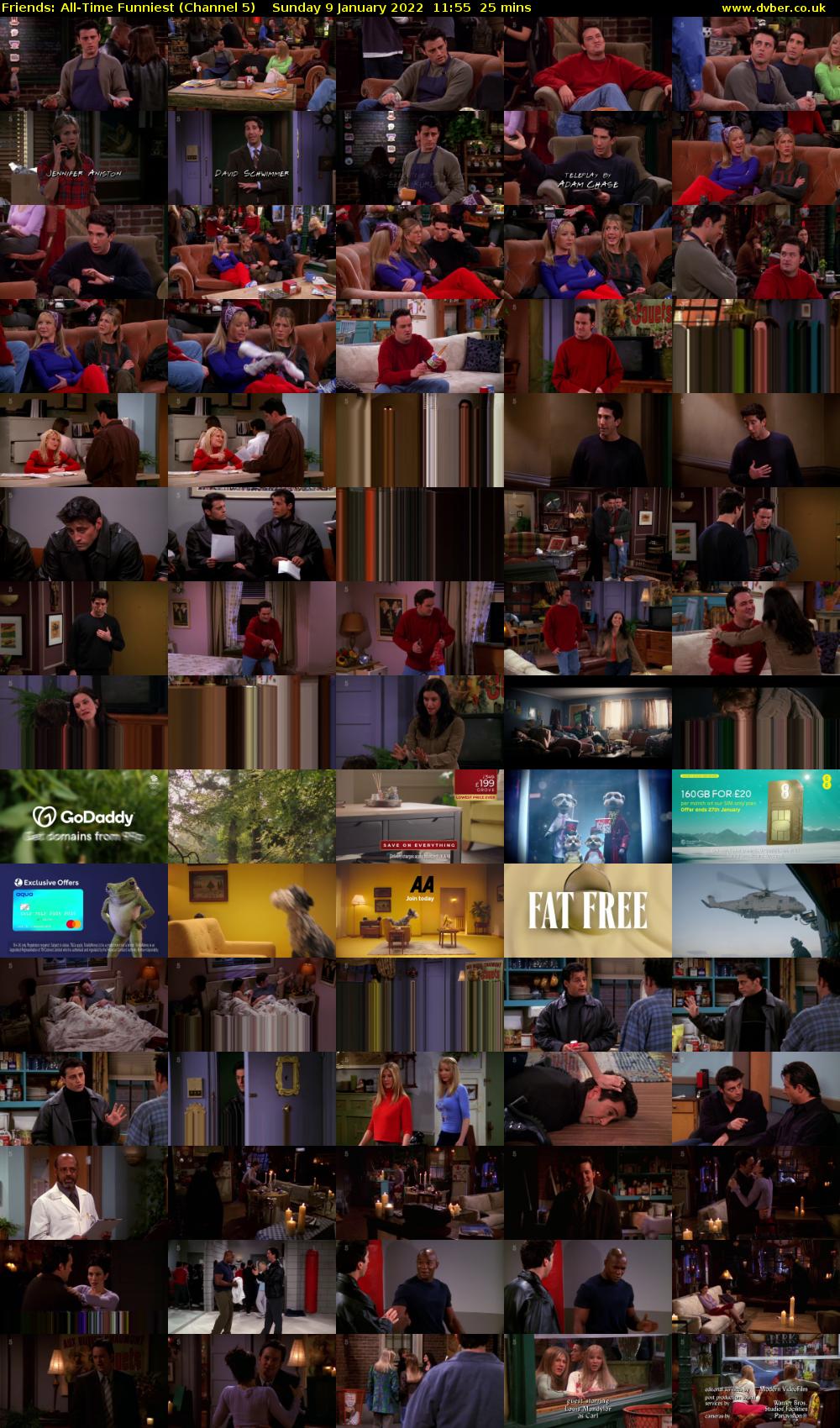 Friends: All-Time Funniest (Channel 5) Sunday 9 January 2022 11:55 - 12:20