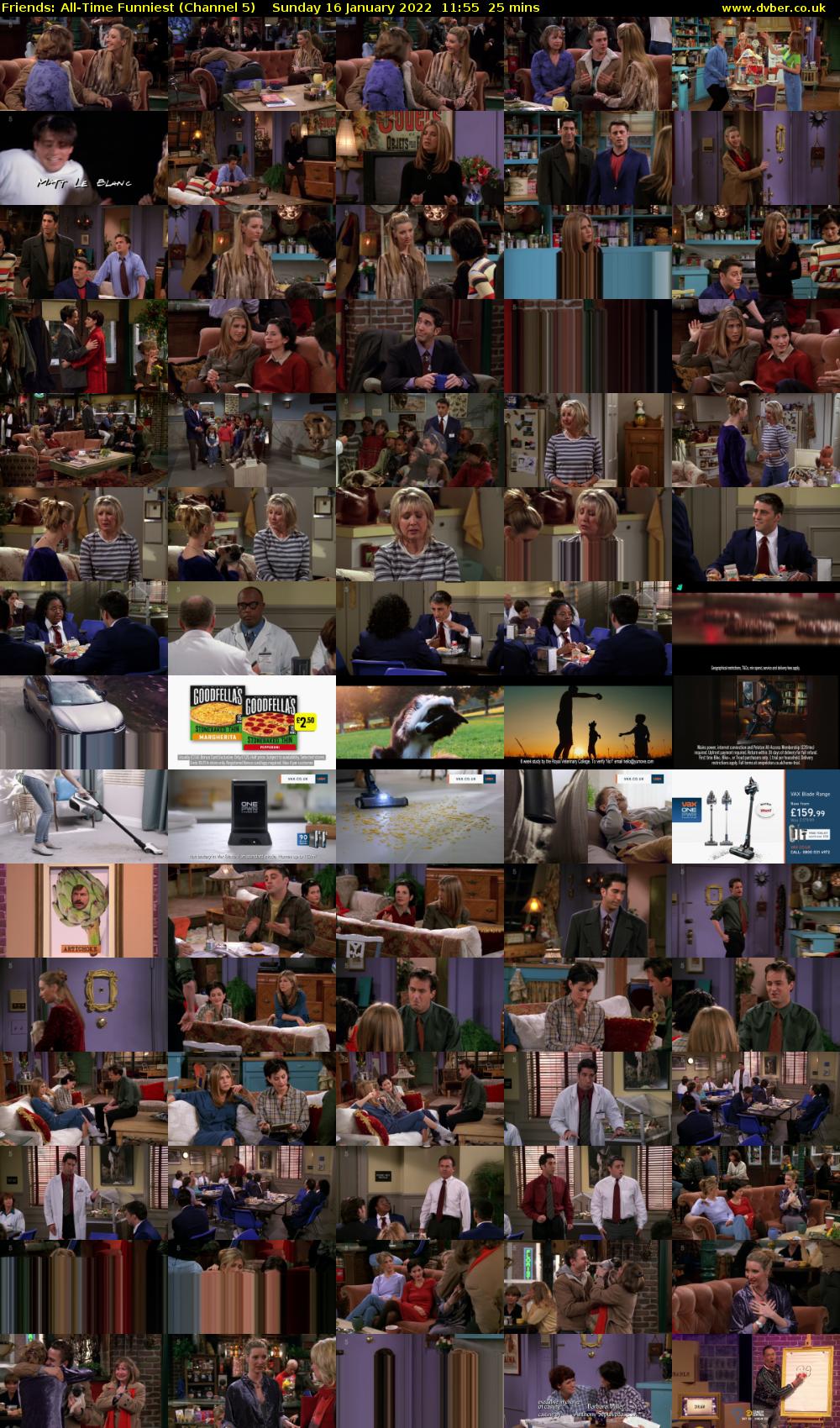 Friends: All-Time Funniest (Channel 5) Sunday 16 January 2022 11:55 - 12:20