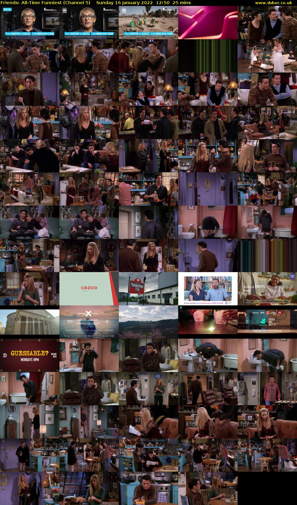 Friends: All-Time Funniest (Channel 5) Sunday 16 January 2022 12:50 - 13:15