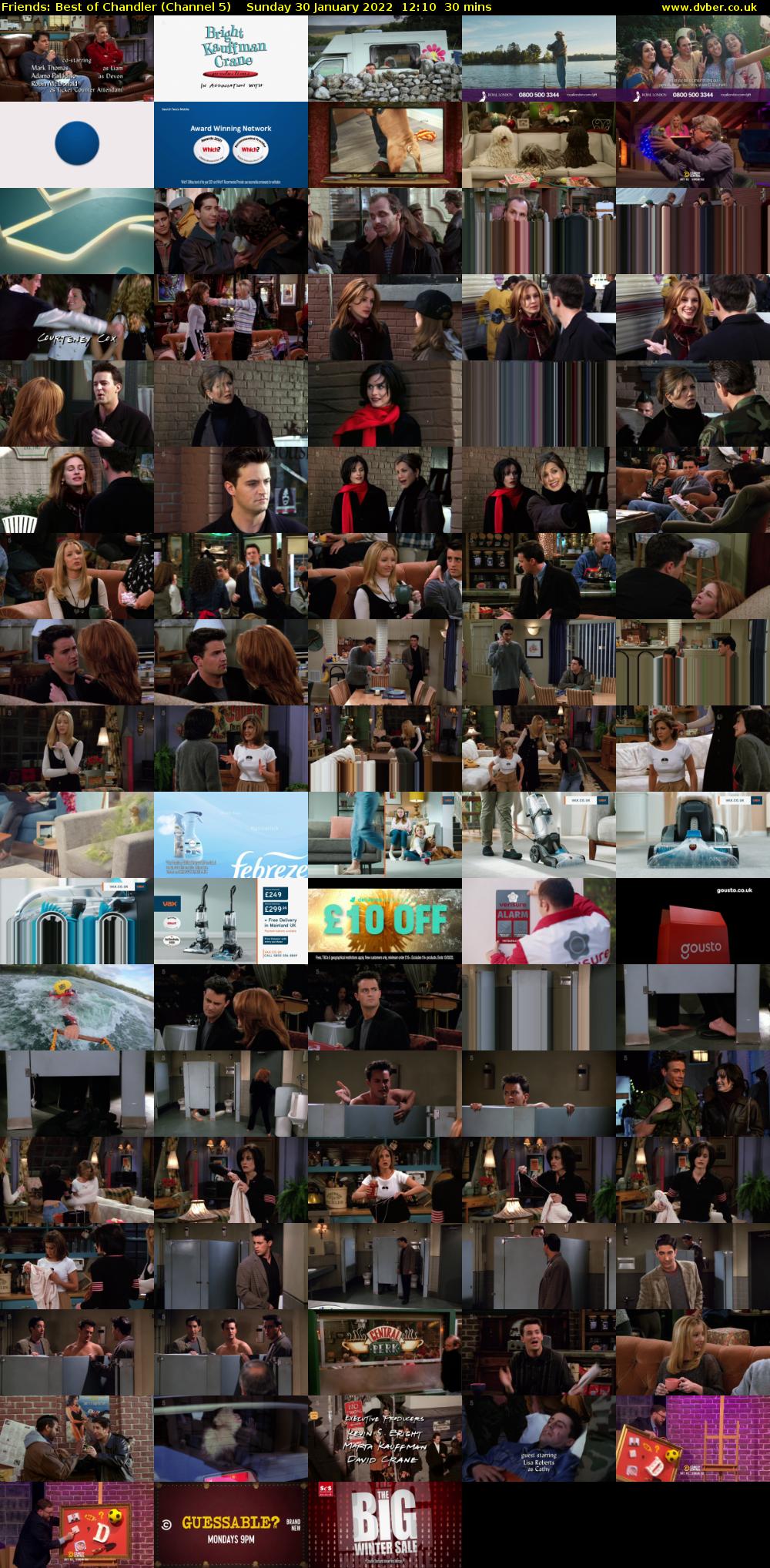 Friends: Best of Chandler (Channel 5) Sunday 30 January 2022 12:10 - 12:40