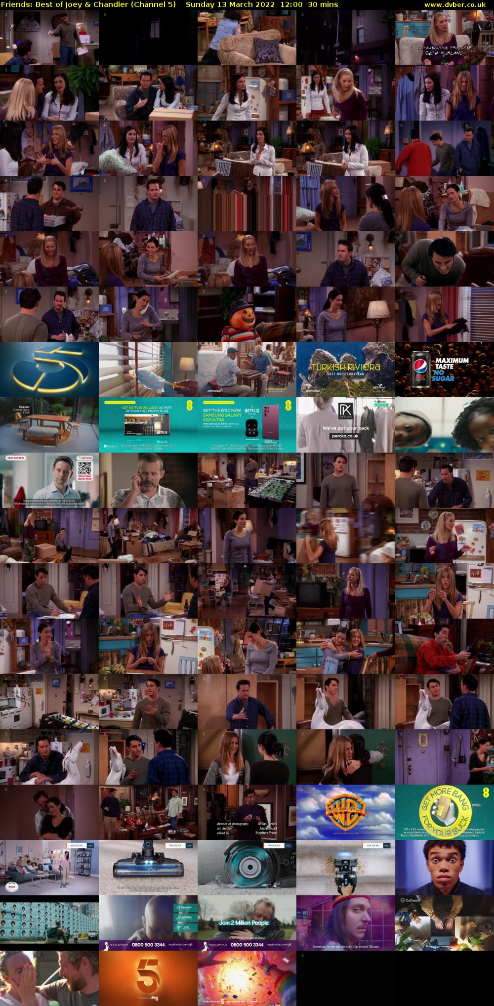 Friends: Best of Joey & Chandler (Channel 5) Sunday 13 March 2022 12:00 - 12:30