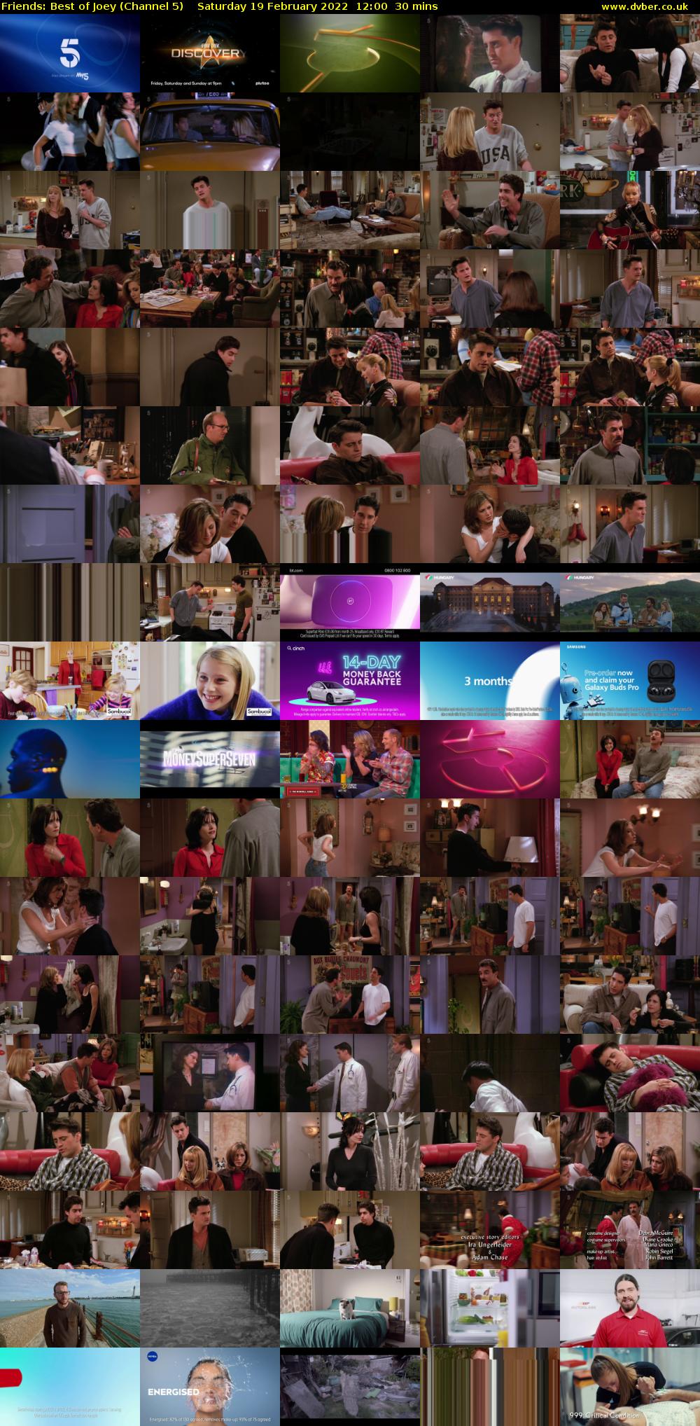 Friends: Best of Joey (Channel 5) Saturday 19 February 2022 12:00 - 12:30