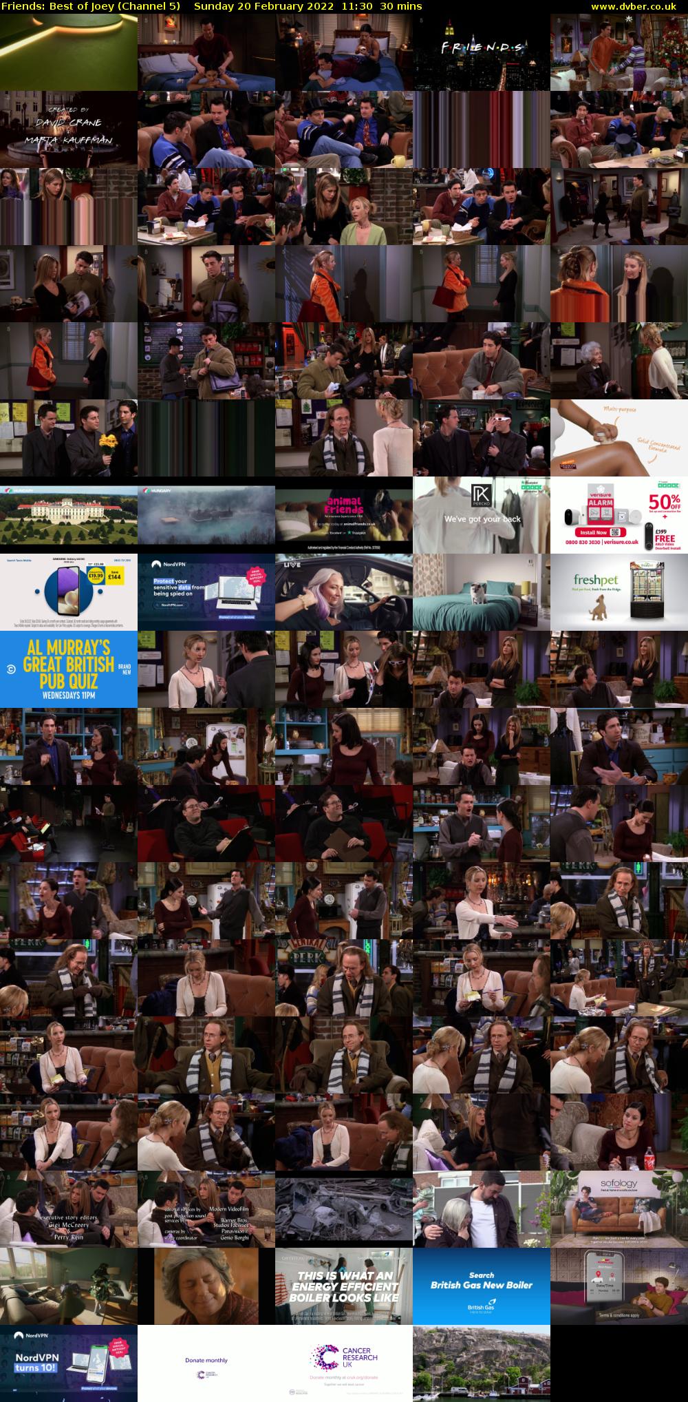 Friends: Best of Joey (Channel 5) Sunday 20 February 2022 11:30 - 12:00