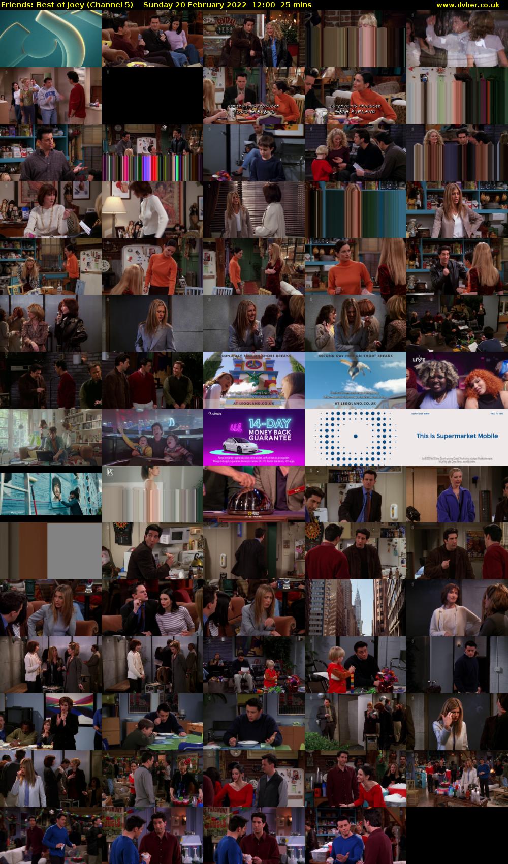 Friends: Best of Joey (Channel 5) Sunday 20 February 2022 12:00 - 12:25