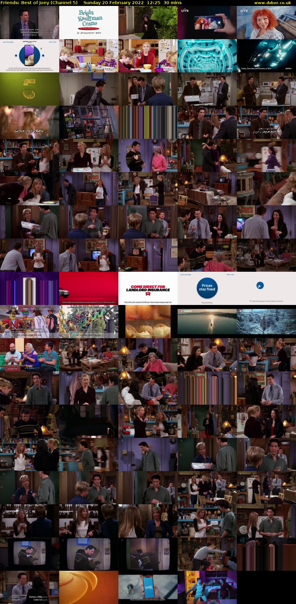Friends: Best of Joey (Channel 5) Sunday 20 February 2022 12:25 - 12:55