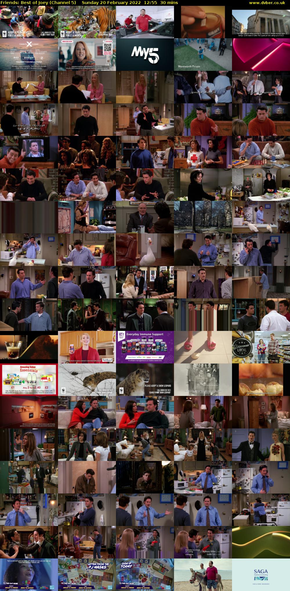 Friends: Best of Joey (Channel 5) Sunday 20 February 2022 12:55 - 13:25