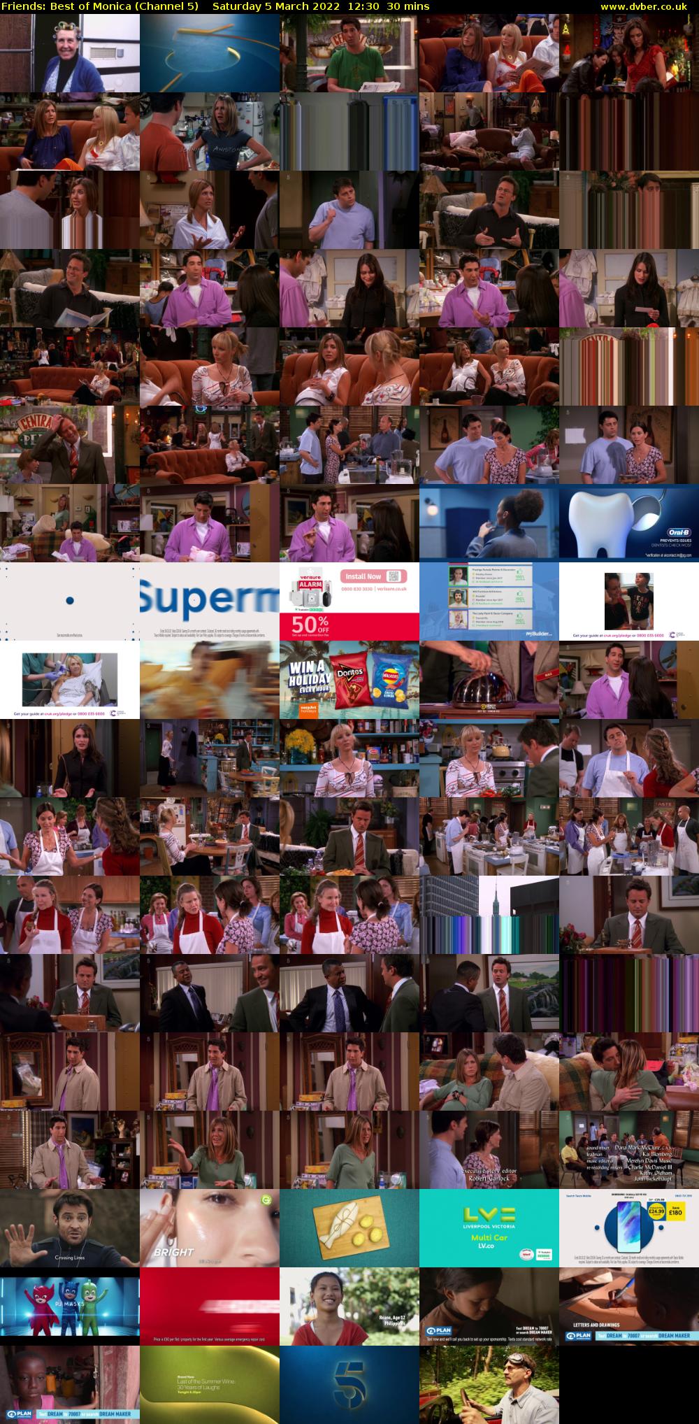 Friends: Best of Monica (Channel 5) Saturday 5 March 2022 12:30 - 13:00