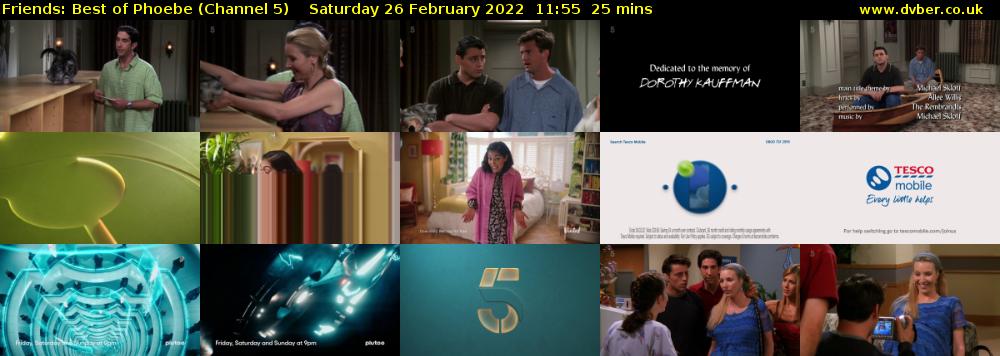 Friends: Best of Phoebe (Channel 5) Saturday 26 February 2022 11:55 - 12:20