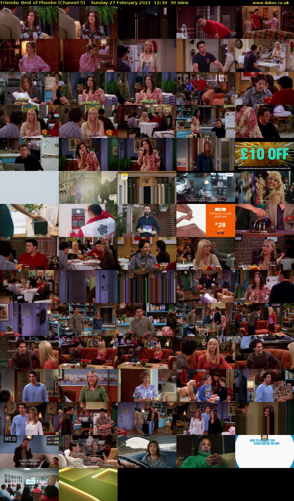 Friends: Best of Phoebe (Channel 5) Sunday 27 February 2022 12:30 - 13:00