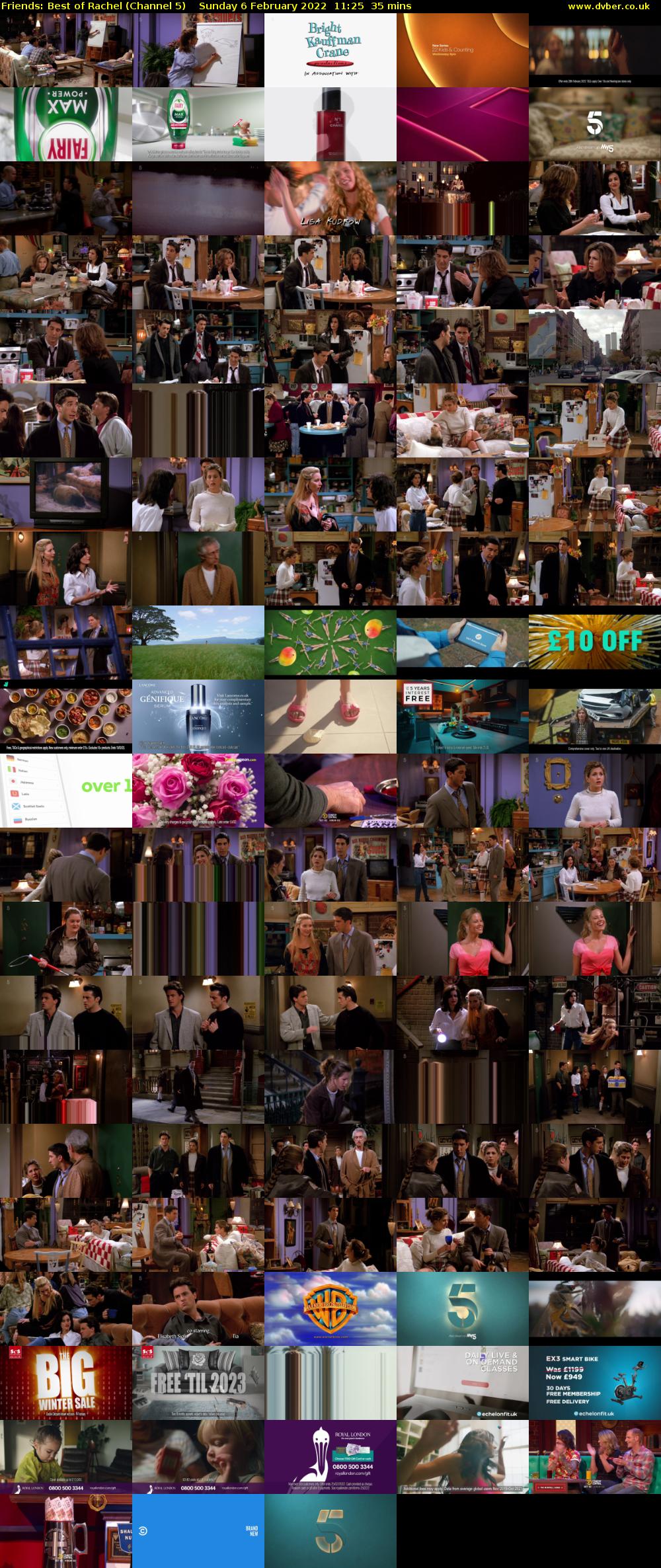 Friends: Best of Rachel (Channel 5) Sunday 6 February 2022 11:25 - 12:00
